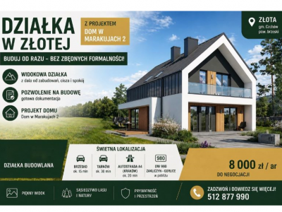 Widokowa działka 34,28 ar z pozwoleniem na budowę